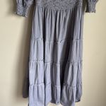 Hill House  Home Nesli sleeved midi tiered nap dress navy blue micro gingham XS Photo 8
