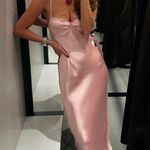 ZARA dress maxi midi Light Pink satin effect wedding party cocktail Photo 0