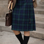 Pitlochry Kilt 100% Pure New Wool Pleated Skirt Scotland in Green Blue Size 12 Photo 0