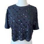 J.Crew Broken-in Jersey
Cropped T-Shirt With Patterned Sequins In Black NWT Photo 0