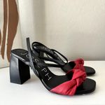 Joseph Heels Red Black Leather Knotted Two-Tone Block Heel Sandals Size 36 Photo 2