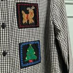 Lemon Grass Studio Vintage Christmas Women’s Button Down Shirt size Medium Santa Reindeer Photo 2