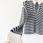 Madewell Ribbed Half-Zip Sweater in Stripe in Bright Ivory Photo 4