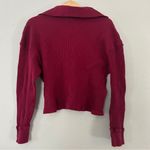 Universal Threads 🦋 Universal Thread Red Waffle Knit Collared Quarter Zip Cropped Sweater XL Photo 3