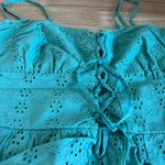 Wild Fable  Women's Aqua Green Lace-Up Peplum Tank Top - Size Large - NWT Photo 7