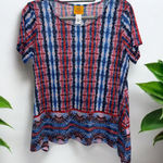 Ruby Rd Women’s Embellished Short Sleeve Colorful Blouse Size Large Petite Photo 0