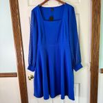 Seta T Fit & Flare Dress Square Neck Long Sleeve Party Cocktail XL Blue Photo 7