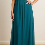 Amsale 100% Silk Teal Strapless Maxi Dress Size 4 Blue Photo 0