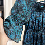 Turquoise Haven  Mini Smocked Dress sz S whimsigoth fairy romantic dark stretchy Photo 5