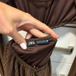 ZARA  Brown Cut Out Pleated Dress Photo 4