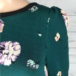 Xhilaration Dark Green Purple Floral Print 3/4 Sleeve Casual Cute Photo 5