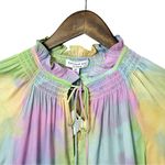 Anthropologie Current Air Noah Split Neck Top Women's XS Multicolor Ruffled Pastel Kidcore Photo 3
