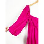Reformation  Farley Mini Dress Size 10 Hot Pink Puff Sleeve Babydoll Cotton Photo 9