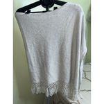 Lilly Pulitzer  Florenna wrap poncho sweater, silver  fringe, size one size Photo 8