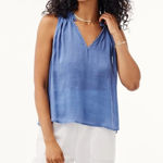 Bella Dahl Simeon Ruffle Neck Sleeveless Tank · Mykonos Blue · NWT · Large Photo 0