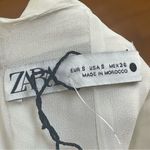 ZARA Ruched Bodycon Mini Dress Ruffled Strappy Ivory White Party Dress Sz S Photo 12