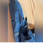 American Bazi  Blue Denim Jacket NWT Women’s Large Chain Y2K Style Photo 4