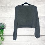 Lulus Lulu’s Dark Gray Ribbed Long Sleeve V-Neck Crop Top Size Medium Photo 3