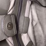 Michael Kors Taupe and Gray Leather Hamilton Silver Lock Satchel Large Handbag Photo 9