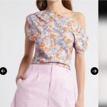 Open Edit White Fitted Asymmetrical Puff Sleeve Blouse Photo 3