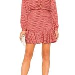 Alexis Coretti Mini Dress Blouson Top Flounce Hem Printed Preppy Coastal Size M Photo 11