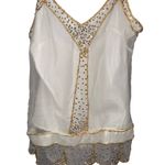 XOXO Y2K vintage  sequin cami top beaded strappy double layer medium white tank Photo 2