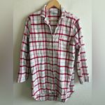 Boll & Branch Women’s Red White Flannel Night Shirt Organic Cotton Size Small Photo 1