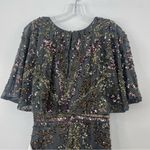 Mac Duggal 5439 Short Cape Flutter Sleeve Sequined Gown in Charcoal, Size 4 Photo 9