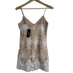 Lulu's Mini Dress White Crochet Lace Bodycon Medium Cocktail Party Night‎ Out Tan Photo 2