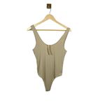 Dress Forum NWT Women’s Ribbed Tank Bodysuit in Beige Size M Photo 2
