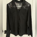 EXPRESS Slim Fit Black Button Down Portofino Shirt Black Lace Insert Size S Photo 0