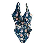 Nicole Miller NWT  One Piece Twist Front Deep Neck Swimsuit | Antique Floral | S Photo 1