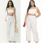 Reformation | Violet 100% Linen Crop Top & Wide Leg Pant Two Piece Set White Photo 1