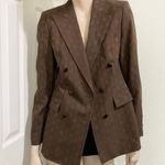 Rare Vintage ESCADA Wool Blend Double Breasted Square Print Brown Blazer Size 34 Photo 1