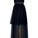 Forever 21 Black Bustier Mesh Midi Party Dress Collection Formal Satin Bow Prom Goth Size L Photo 11