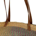 Handwoven Handcrafted Boho Sisal Straw Leather Kiondo Market Bag Vintage 80’s Tan Photo 8