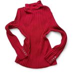 Vera Wang Simply Vera Red Ribbed Turtleneck Sweater Photo 0