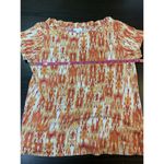 J Jill Linen Shirt Womens Small Southwestern Colorful Soft Coastal Casual Church Orange Photo 6