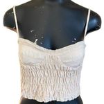 ZARA NEW Ruched Bustier Crop Top Tan White Mini Check Photo 0