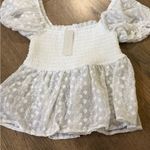 Francesca's Babydoll White Floral Embroidered Top Photo 0