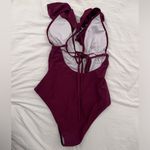 Cupshe Maroon Heart Falbala One-piece Swimsuit NWOT Photo 3