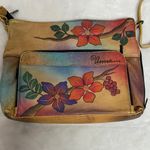 Anna Hand Painted Leather Crossbody Messenger Flap Bag with built in wallet like Photo 1