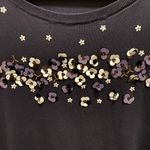 Talbots  Embellished Floral Pansy Short Sleeve Navy Blue Sweater Size 2X Photo 2