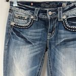 Buckle Miss me Y2K 90s 2000s blue  distress embroidered bootcut jeans 29x33 Long Photo 6