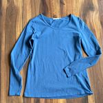 Peruvian Connection  Pima Cotton Dark Slate Blue Soft Long Sleeve Top Photo 2