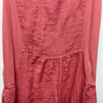 Made in Italy 100% Linen 3D Floral Tank Dress Medium Beachy Coastal Nautical Pink Photo 7