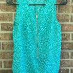 Michael Kors Aqua Sleeveless Blouse with Front Zipper Photo 0