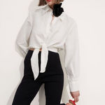 & Other Stories & OTHER STORIES White Linen Blend Tie-Front Shirt Blouse Photo 0