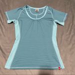 The North Face  Turquoise Teal Striped Vapor Wick Top EUC Size S Photo 0