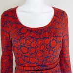 Boden cotton blend red floral print long sleeve dress‎ with pocket, size 4 Red Photo 4